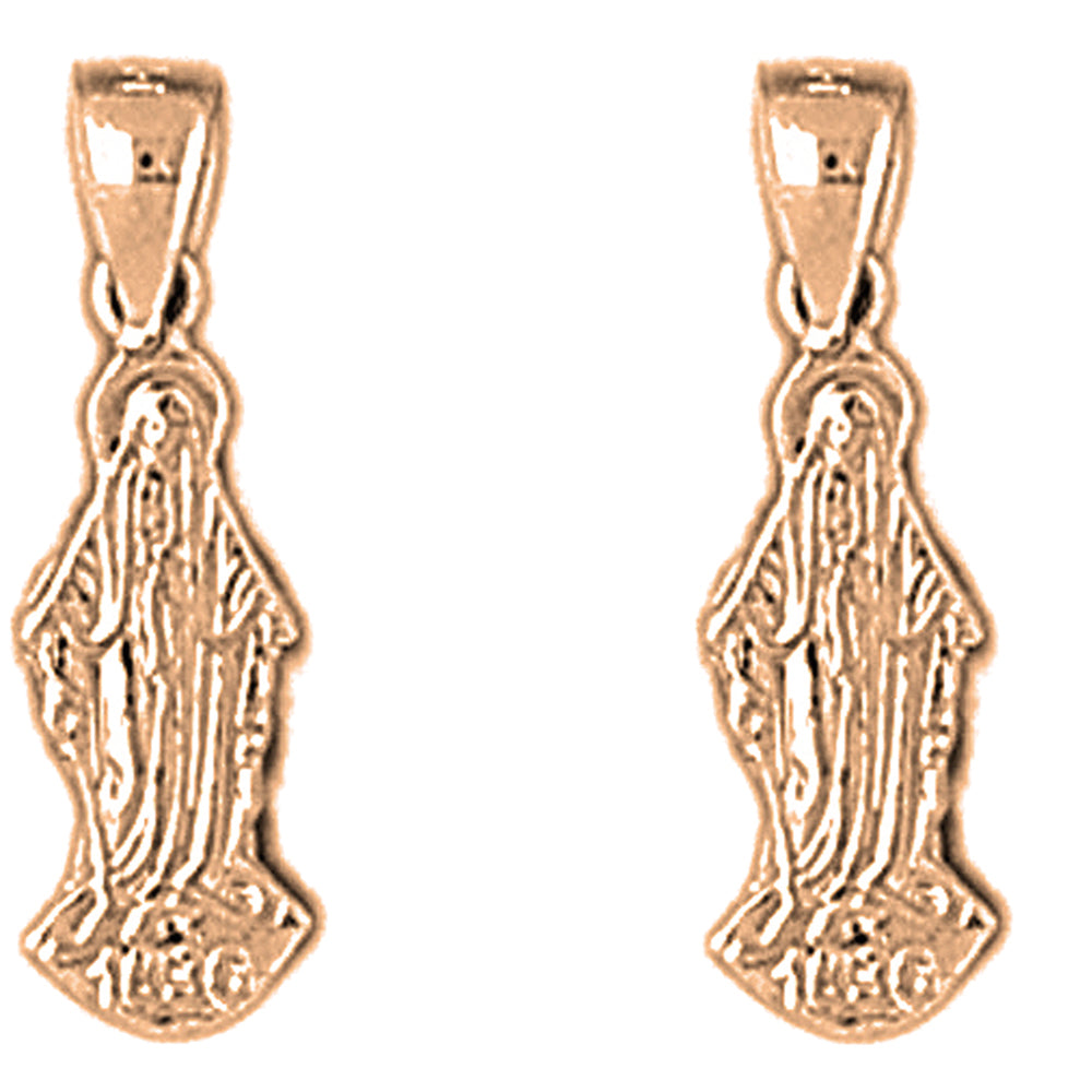 14K or 18K Gold 20mm Mother Mary Earrings