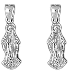 14K or 18K Gold 20mm Mother Mary Earrings