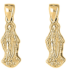 Yellow Gold-plated Silver 20mm Mother Mary Earrings
