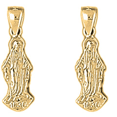 14K or 18K Gold 20mm Mother Mary Earrings