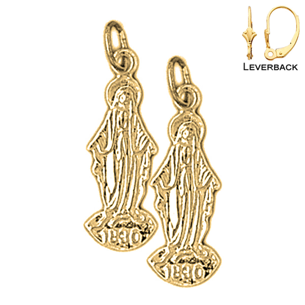 14K or 18K Gold Mother Mary Earrings