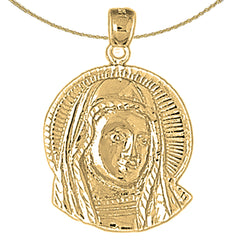 10K, 14K or 18K Gold Mother Mary Pendant