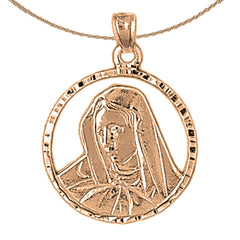 10K, 14K or 18K Gold Mother Mary Pendant