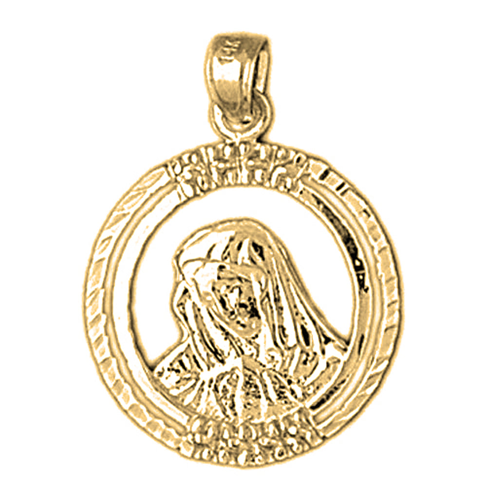 10K, 14K or 18K Gold Mother Mary Pendant