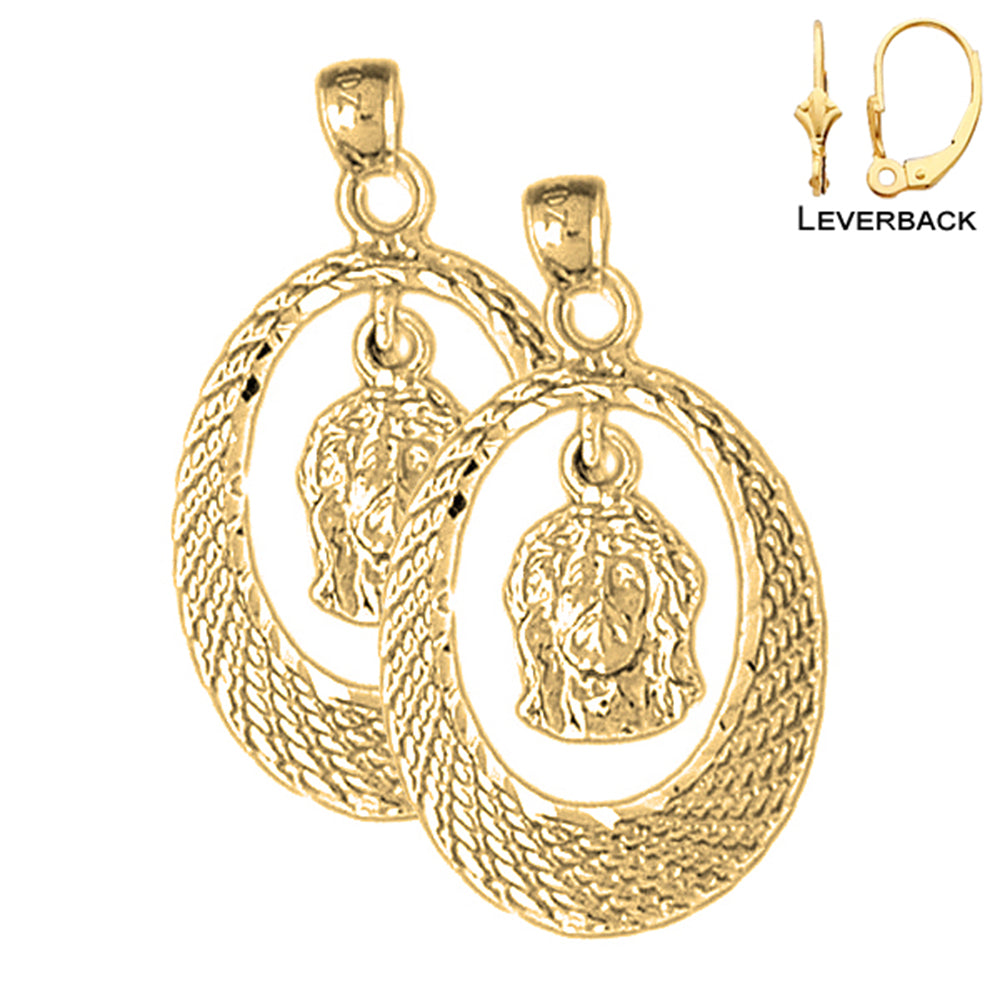 14K oder 18K Gold Ohrringe mit Jesus-Medaille