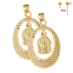 14K oder 18K Gold Ohrringe mit Jesus-Medaille