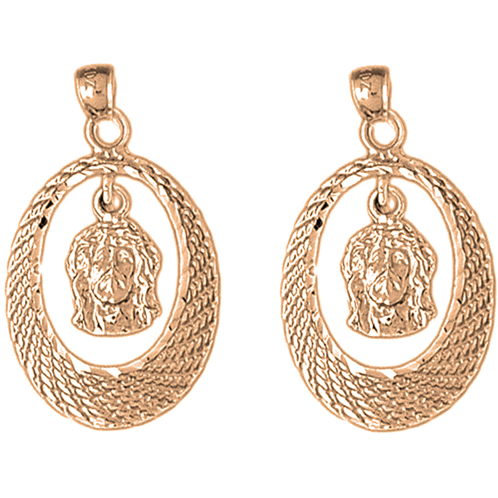 14K or 18K Gold 31mm Jesus Medal Earrings