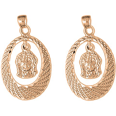 14K or 18K Gold 31mm Jesus Medal Earrings