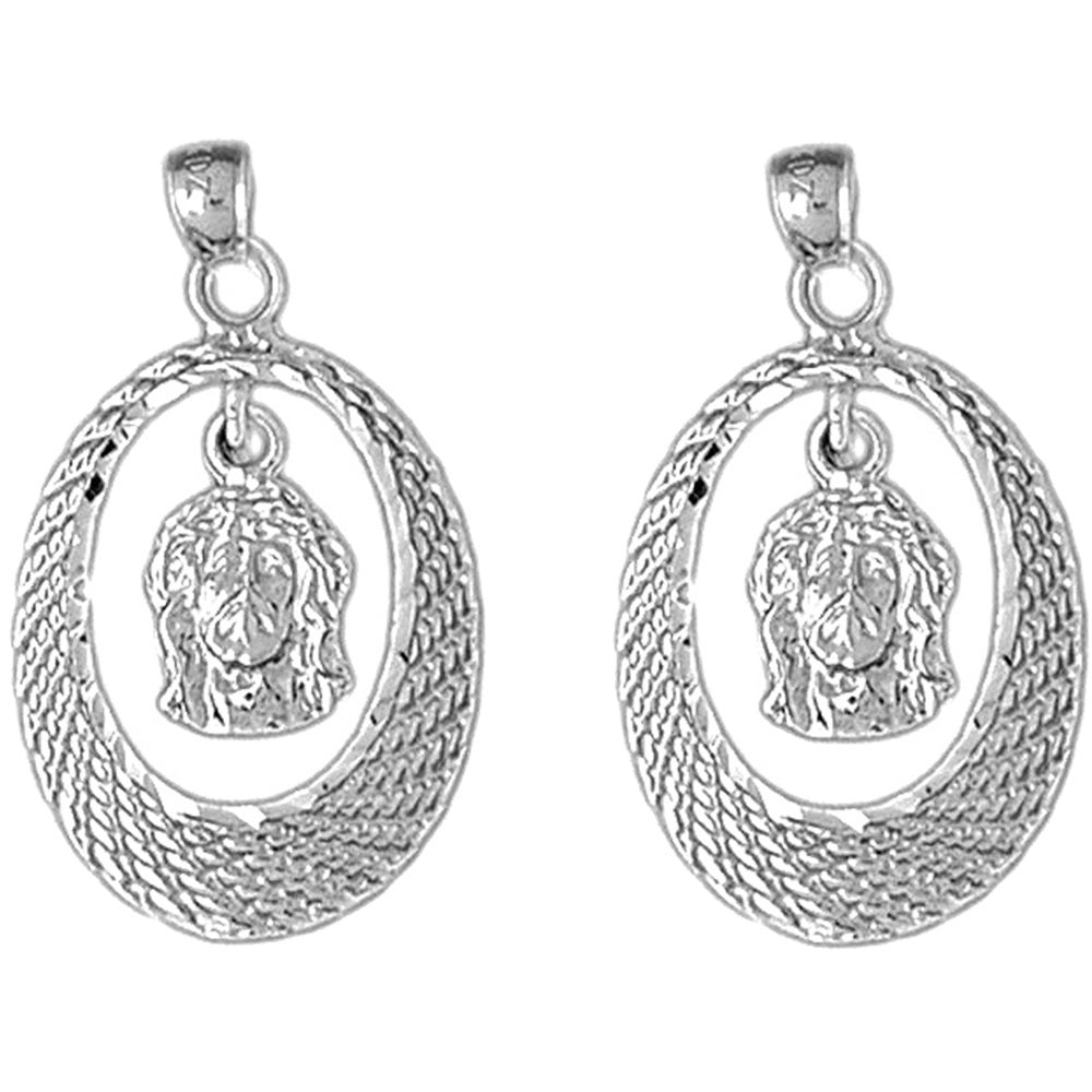 Sterling Silver 31mm Jesus Medal Earrings