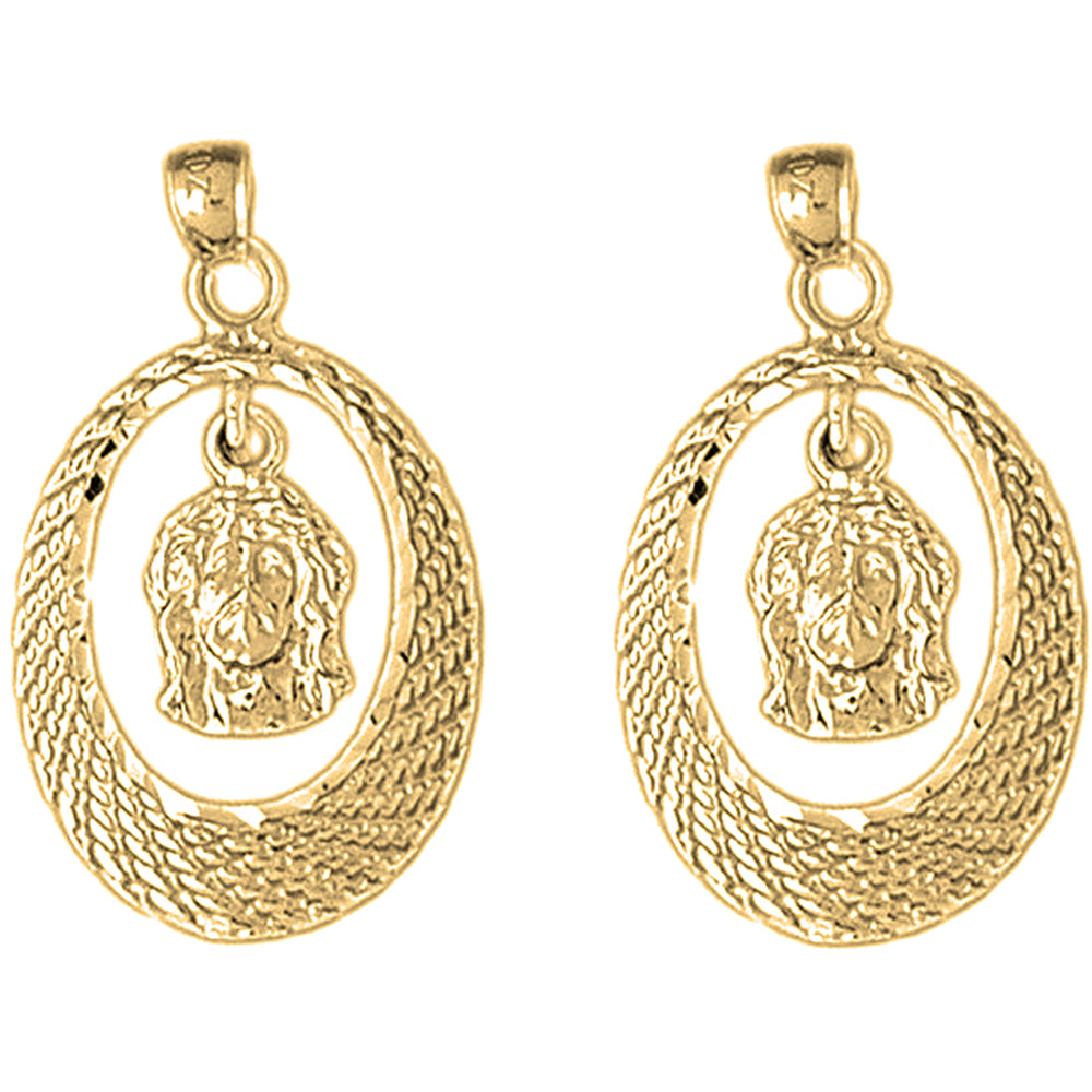 Yellow Gold-plated Silver 31mm Jesus Medal Earrings
