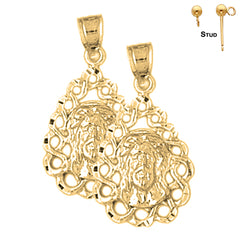 14K or 18K Gold Jesus Medal Earrings