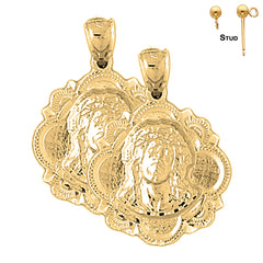 30 mm große Ohrringe mit Jesus-Medaille aus Sterlingsilber (weiß- oder gelbvergoldet)