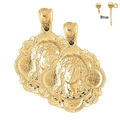 14K or 18K Gold Jesus Medal Earrings