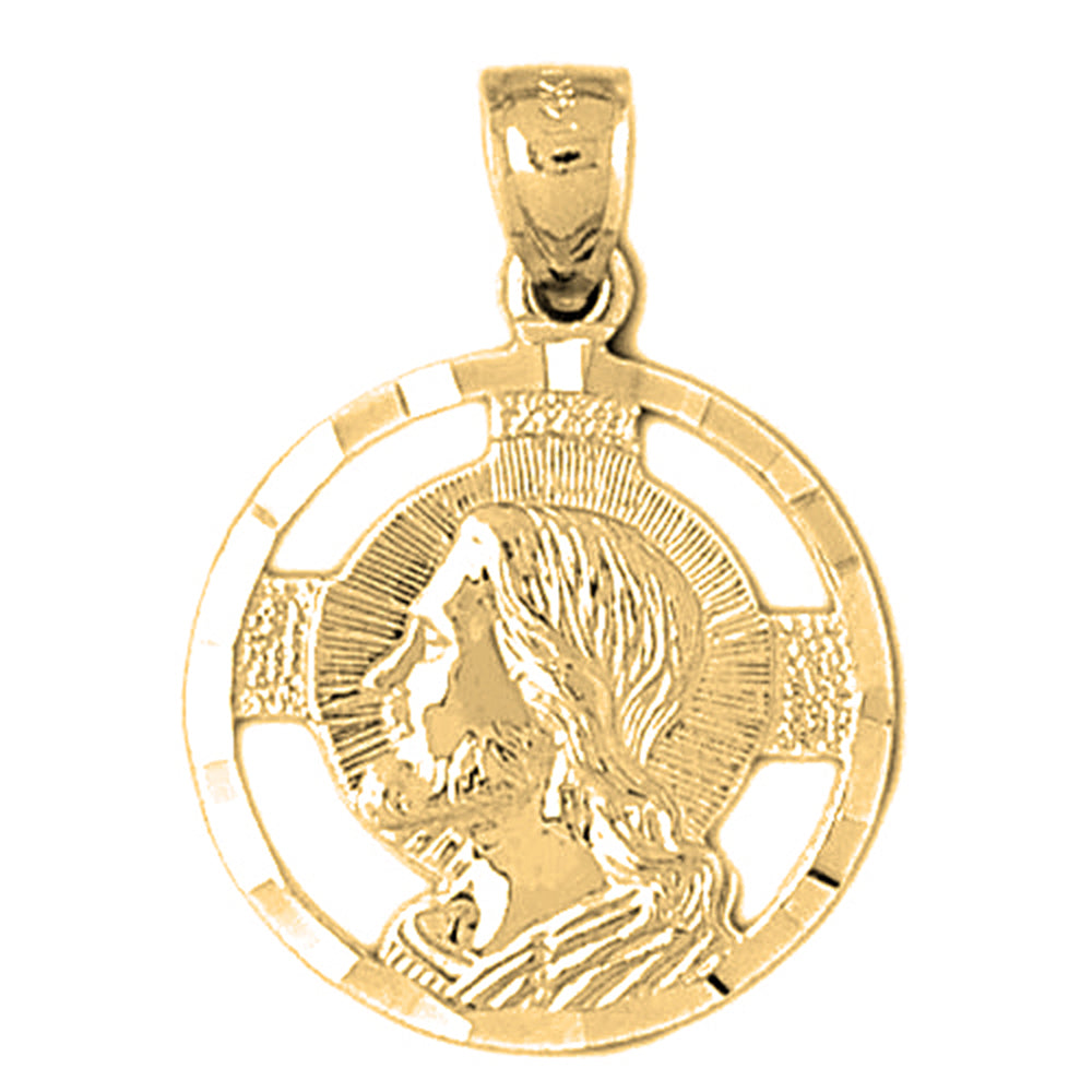 10K, 14K or 18K Gold Jesus Medal Pendant