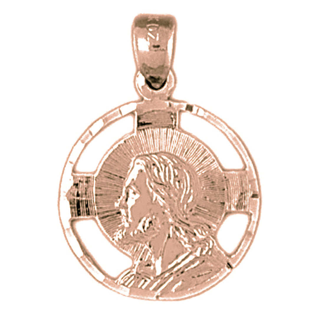 14K or 18K Gold Jesus Medal Pendant