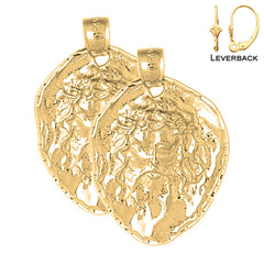 14K or 18K Gold Jesus Medal Earrings