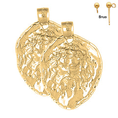 33 mm große Ohrringe mit Jesus-Medaille aus Sterlingsilber (weiß- oder gelbvergoldet)