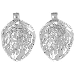 Sterling Silver 33mm Jesus Medal Earrings