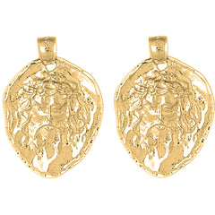 Yellow Gold-plated Silver 33mm Jesus Medal Earrings