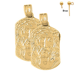 14K or 18K Gold Jesus Medal Earrings