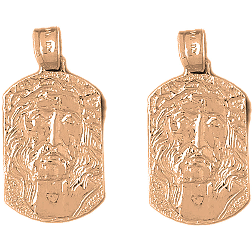 14K or 18K Gold 32mm Jesus Medal Earrings