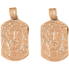 14K or 18K Gold 32mm Jesus Medal Earrings