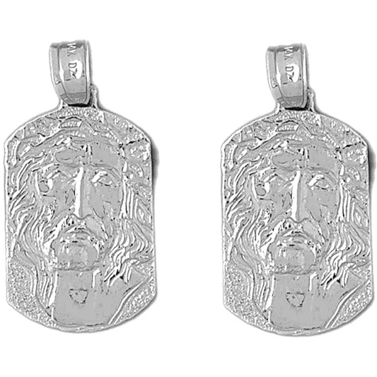 14K or 18K Gold 32mm Jesus Medal Earrings