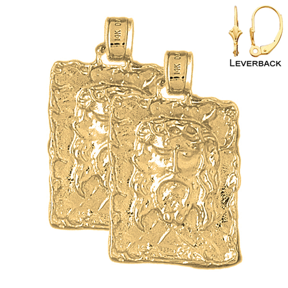 14K or 18K Gold Jesus Medal Earrings