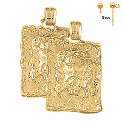 14K or 18K Gold Jesus Medal Earrings