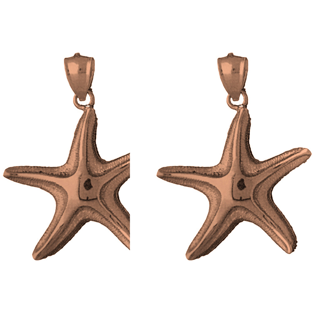 14K or 18K Gold 38mm Starfish Earrings