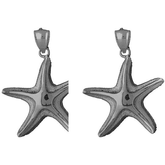 Sterling Silver 38mm Starfish Earrings