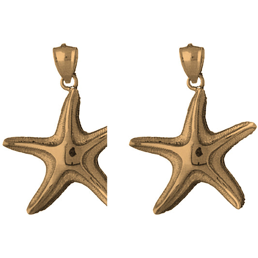 Yellow Gold-plated Silver 38mm Starfish Earrings