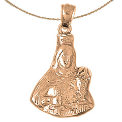 10K, 14K or 18K Gold Mother Mary Pendant