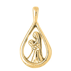 14K or 18K Gold Mother Mary, Mother And Child Pendant