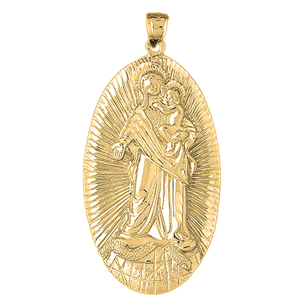 10K, 14K or 18K Gold Mother Mary, Mother And Child Pendant