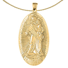 10K, 14K or 18K Gold Mother Mary, Mother And Child Pendant