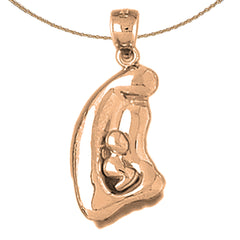 10K, 14K or 18K Gold Mother Mary, Mother And Child Pendant