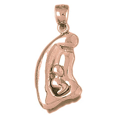 10K, 14K or 18K Gold Mother Mary, Mother And Child Pendant