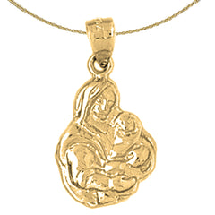 10K, 14K or 18K Gold Mother Mary, Mother And Child Pendant