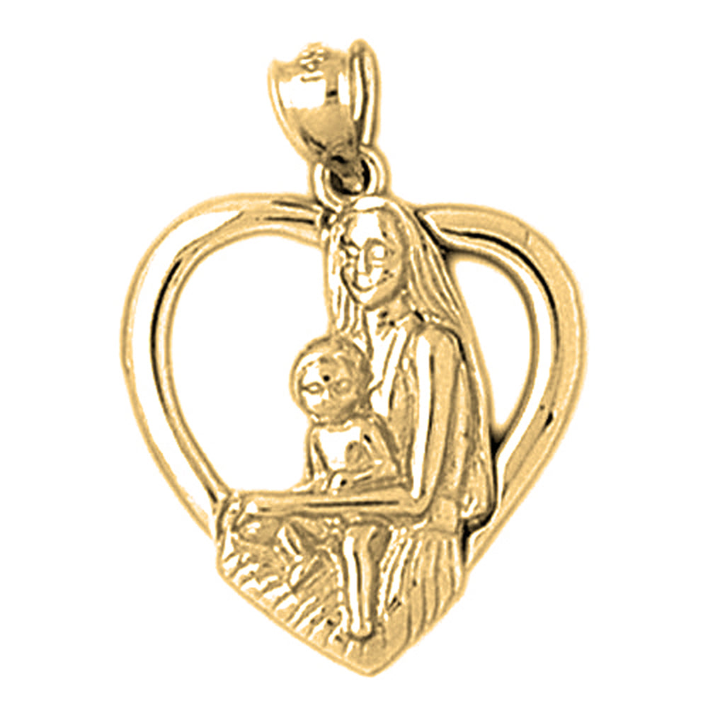 10K, 14K or 18K Gold Mother Mary Pendant