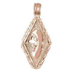 10K, 14K or 18K Gold Mother Mary, Praying Woman Pendant
