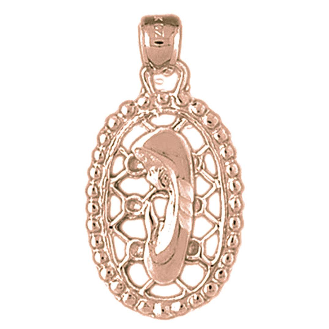 10K, 14K or 18K Gold Mother Mary, Praying Woman Pendant