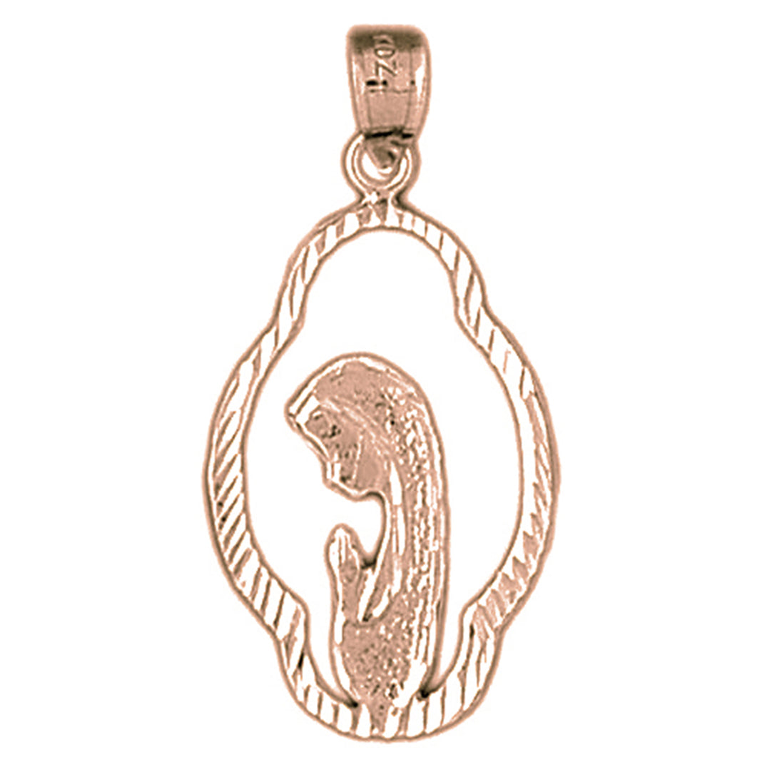 14K or 18K Gold Mother Mary, Praying Woman Pendant