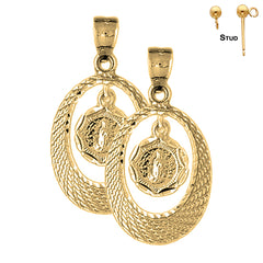 Sterling Silver 35mm Our Lady Guadalupe Earrings (White or Yellow Gold Plated)