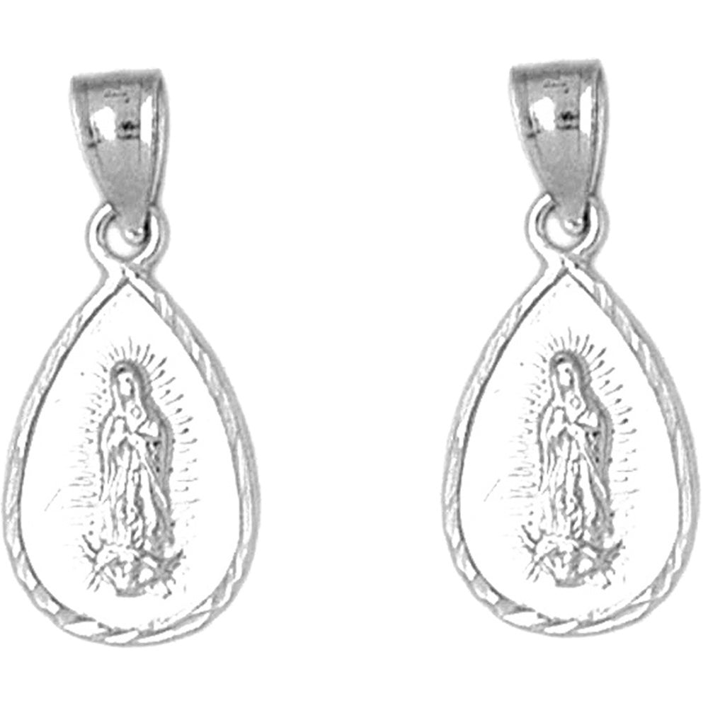Sterling Silver 24mm Our Lady Guadalupe Earrings