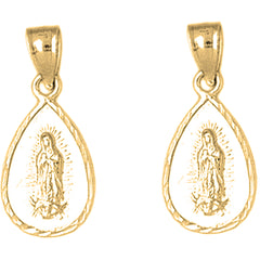Yellow Gold-plated Silver 24mm Our Lady Guadalupe Earrings