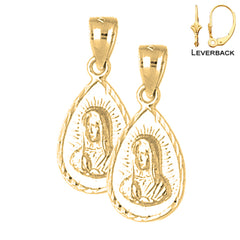 Pendientes de Nuestra Señora Guadalupe de Plata de Ley de 24 mm (chapados en oro blanco o amarillo)