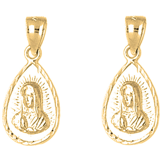 Yellow Gold-plated Silver 24mm Our Lady Guadalupe Earrings