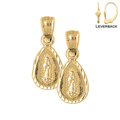 Sterling Silver 20mm Our Lady Guadalupe Earrings (White or Yellow Gold Plated)