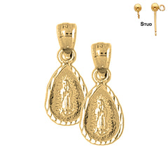 Sterling Silver 20mm Our Lady Guadalupe Earrings (White or Yellow Gold Plated)